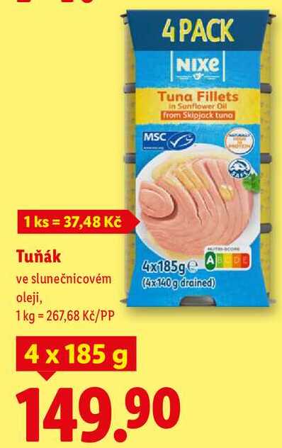 Tuňák, 4x 185 g 