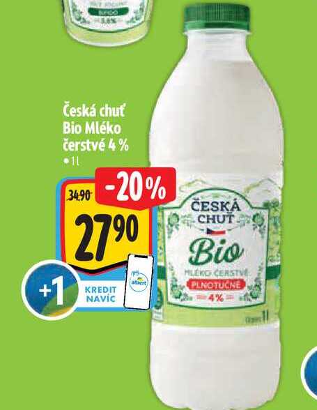  Česká chuť Bio Mléko čerstvé 4% 1 l