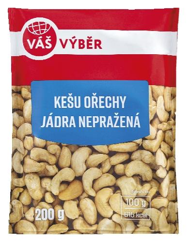 VÁŠ VÝBĚR Kešu ořechy jádra nepražená, 200 g