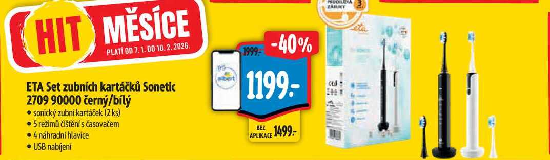 ETA Set zubních kartáčků Sonetic 2709 90000 černý/bílý 