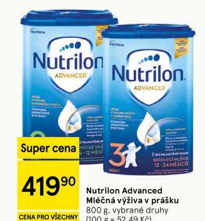 Nutrilon Advanced Mléčná výživa v prášku, 800 g, vybrané druhy  