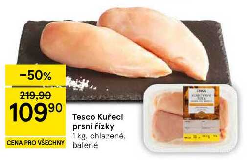 Tesco Kuřecí prsní řízky, 1 kg, chlazené 