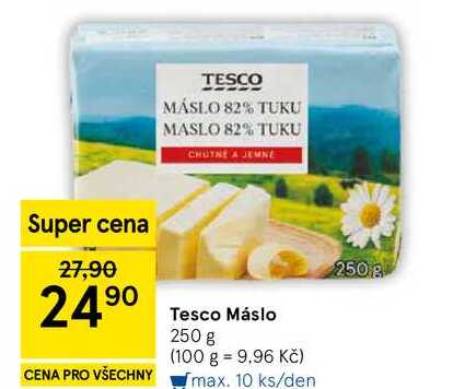 Tesco Máslo, 250 g   v akci