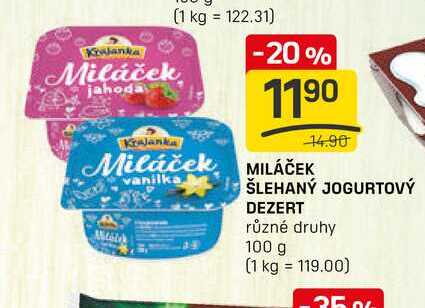 MILÁČEK ŠLEHANÝ JOGURTOVÝ DEZERT různé druhy 100 g 