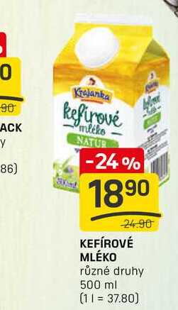 Mlékárna Valašské Meziříčí Kefírové mléko nízkotučné 500g, vybrané druhy