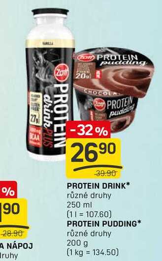 PROTEIN DRINK různé druhy 250 ml 