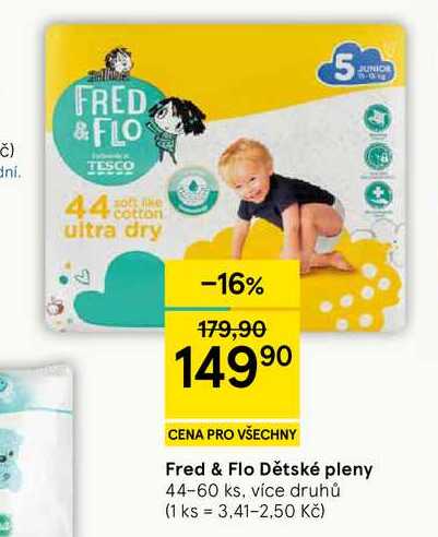 Fred & Flo Dětské pleny, 44-60 ks, více druhů