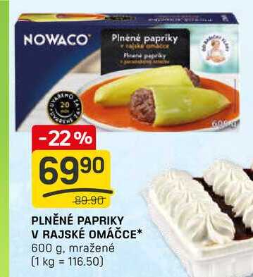 PLNĚNÉ PAPRIKY V RAJSKÉ OMÁČCE 600 g, mražené 
