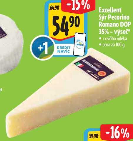 Excellent Sýr Pecorino Romano DOP 35% - výseč, cena za 100 g 
