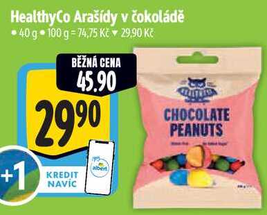 HealthyCo Arašídy v čokoládě, 40 g
