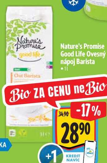 Nature's Promise Good Life Ovesný nápoj Barista, 1 l
