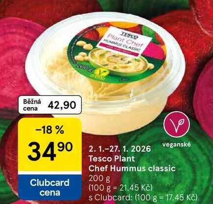Tesco Plant Chef Hummus classic, 200 g 