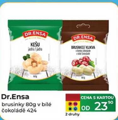Dr.Ensa brusinky 80g v bílé čokoládě 424  