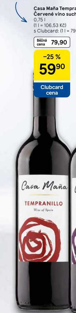 Casa Maña Tempra Červené víno such, 0.75 l