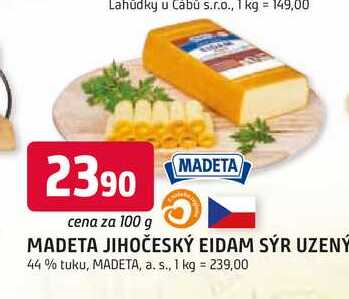 MADETA JIHOČESKÝ EIDAM SÝR UZENÝ 44% tuku, 100g