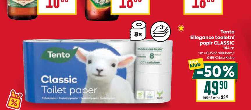 Tento Ellegance toaletní klub papír CLASSIC 144 m 