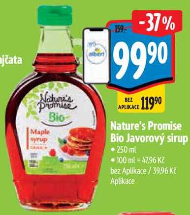 Nature's Promise Bio Javorový sirup, 250 ml 