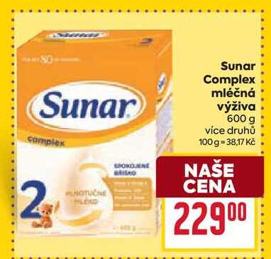 Sunar Complex mléčná výživa 600 g