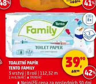 TOALETNÍ PAPÍR TENTO FAMILY, 8 rolí 