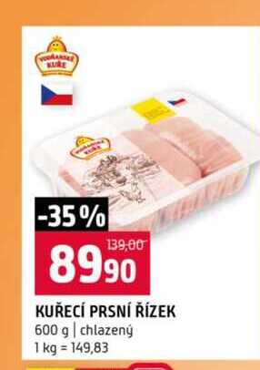 KUŘECÍ PRSNÍ ŘÍZEK 600 gchlazený 