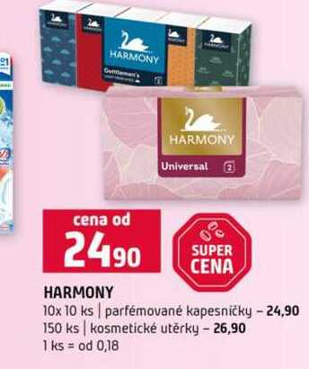 HARMONY 10x 10 ks parfémované kapesničky 150 ks kosmetické utěrky