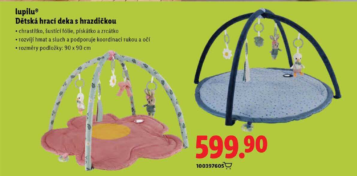 lupilu Dětská hrací deka s hrazdičkou 