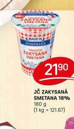  JČ ZAKYSANÁ SMETANA 18% 180 g  v akci