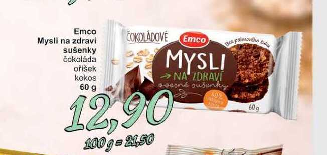 Emco Mysli na zdravi sušenky čokoláda oříšek kokos 60 g 