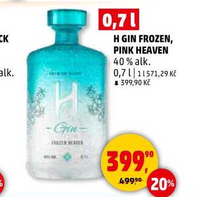 H GIN FROZEN, PINK HEAVEN, 0,7 l