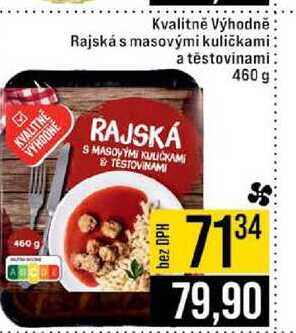Kvalitně Výhodně Rajská s masovými kuličkami a těstovinami 460 g 