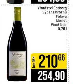 Vinařství Gotberg výběr z hroznů Pálava Merlot Pinot Noir 0,75l