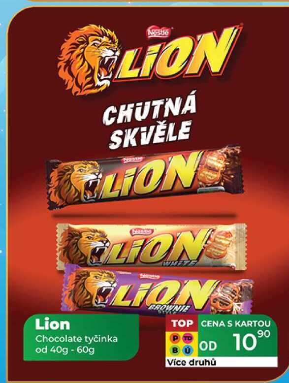 Lion Chocolate tyčinka od 40g - 60g