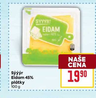 Sýýýr Eidam 45% plátky 100 g  