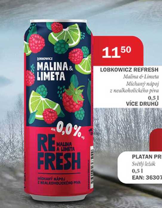 LOBKOWICZ REFRESH Malina & Limeta Michaný nápoj z nealkoholického piva 0,51