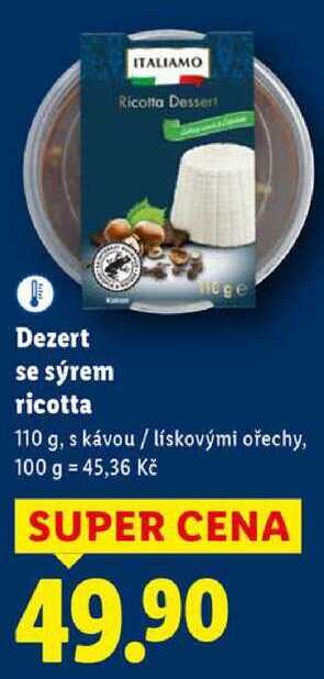 Dezert se sýrem ricotta, 110 g