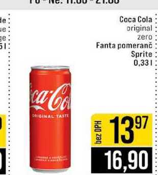 Coca Cola original zero Fanta pomeranč Sprite 0,33l
