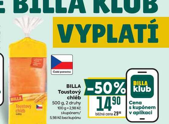 BILLA Toustový chléb 500 g