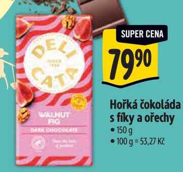 Hořká čokoláda s fíky a ořechy, 150 g 