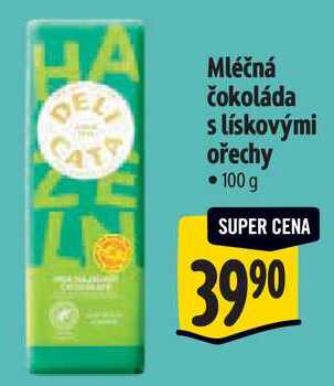 Mléčná čokoláda s lískovými ořechy, 100 g  