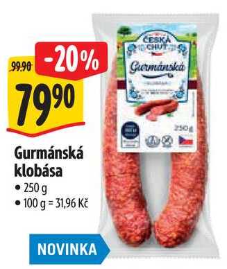 Gurmánská klobása, 250 g