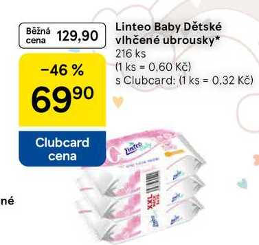 Linteo Baby Dětské vlhčené ubrousky, 216 ks  