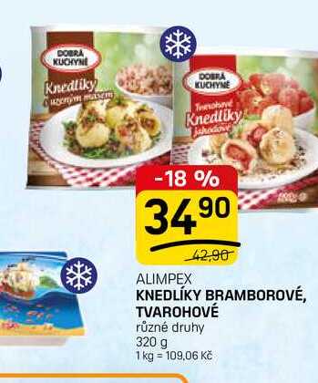KNEDLÍKY BRAMBOROVÉ, TVAROHOVÉ různé druhy 320 g 