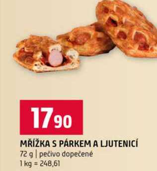 MŘÍŽKA S PÁRKEM A LJUTENICÍ 72 g pečivo dopečené 
