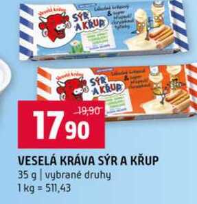 VESELÁ KRÁVA SÝR A KŘUP 35 g vybrané druhy 