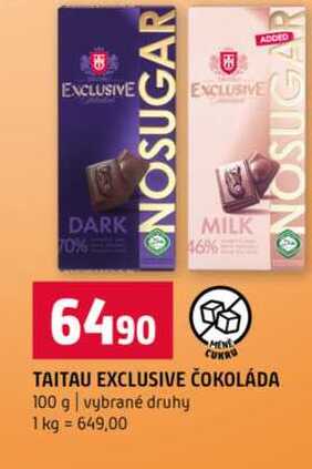 TAITAU EXCLUSIVE ČOKOLÁDA 100 g vybrané druhy