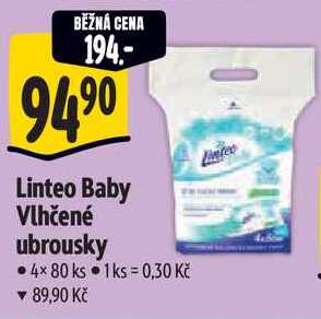 Linteo Baby Vlhčené ubrousky, 4x 80 ks