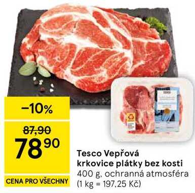 Tesco Vepřová krkovice plátky bez kosti, 400 g