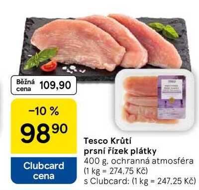 Tesco Krůtí prsní řízek plátky, 400 g 