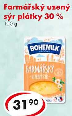 Farmářský uzený sýr plátky 30%, 100 g 