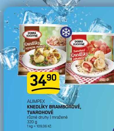 KNEDLÍKY BRAMBOROVÉ, TVAROHOVÉ různé druhy | mražené 320 g